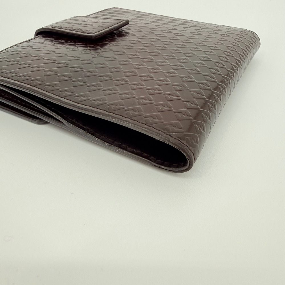 Fendi Bifold Wallet Unisex Brown Zucca Monogram Patent Leather Luxury Italy - Picture 5 of 12